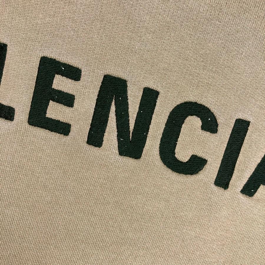 良品 BALENCIAGA バレンシアガ ロゴ刺繍 スウェット プルオーバー パーカー 578135 サイズXS ブラウン メンズ レディース 古着 中古_6