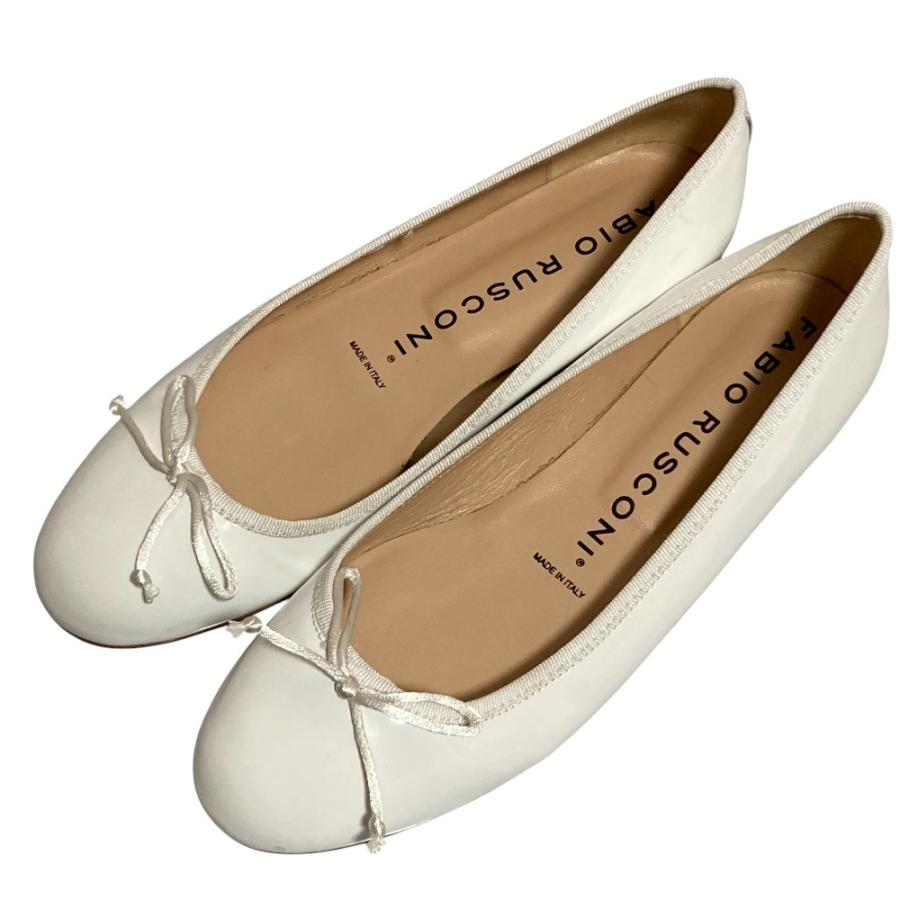 FABIO RUSCONI エナメルバレエシューズ　ホワイト　36 FABIO RUSCONI（ファビオルスコーニ） バレエシューズ パンプス