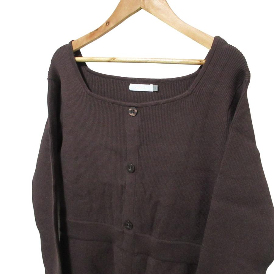未使用 overE オーバーイー タイト風フロントボタンリブニット