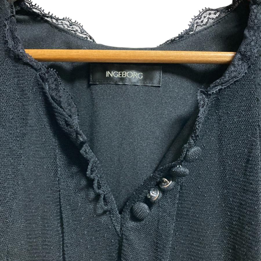 新品同様 INGEBORG インゲボルグ ドットチュールリボンタイチュニック A2231FBY016 サイズ4 チャコール レディース 古着 中古 USED INGEBORG（インゲボルグ） 新品同様 ドットチュールリボンタイ