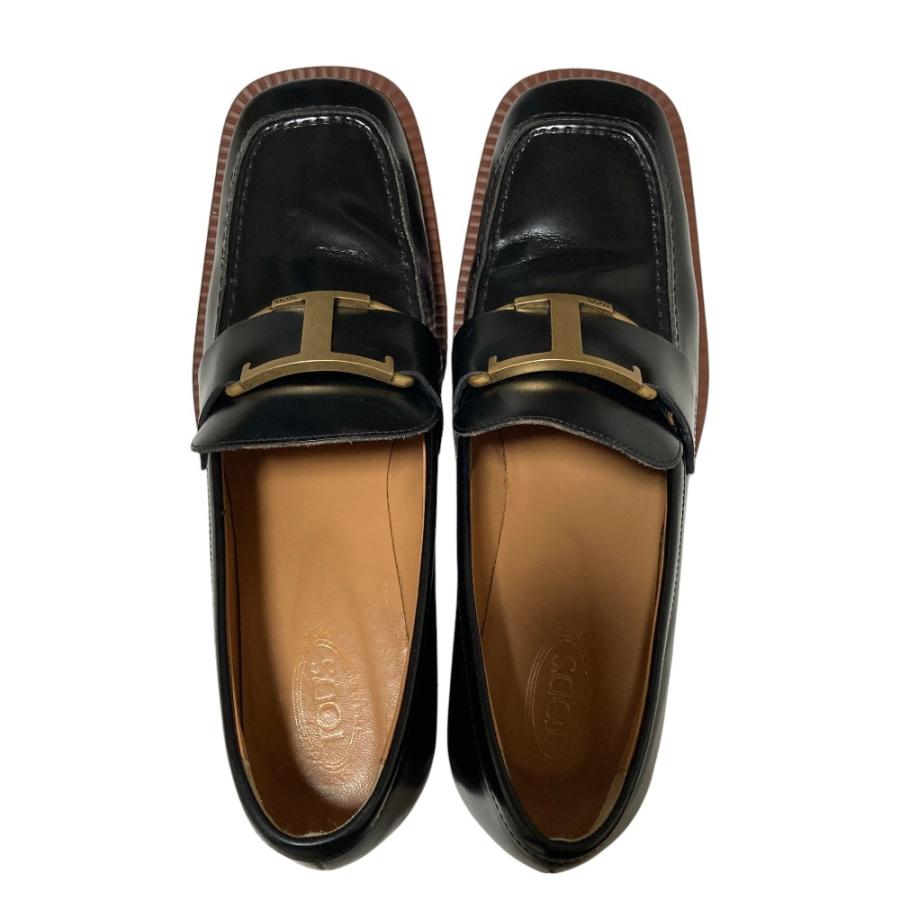 美品 TOD'S トッズ Tタイムレス レザー プラットフォーム ローファー