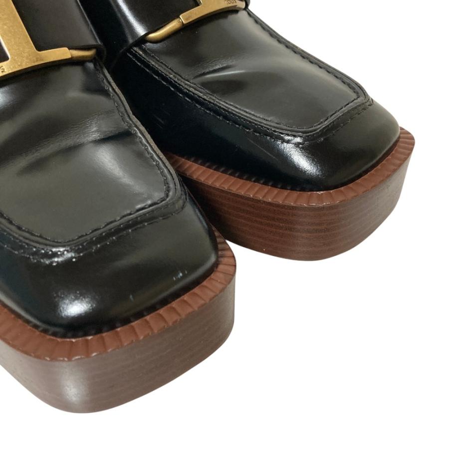美品 TOD'S トッズ Tタイムレス レザー プラットフォーム ローファー
