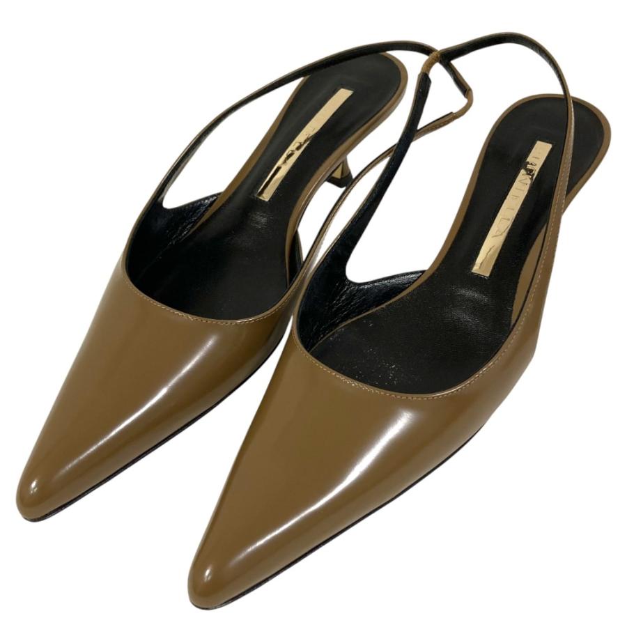 美品 BRENTELLA ブレンテッラ スリングバックパンプス 37 約24cm モカ
