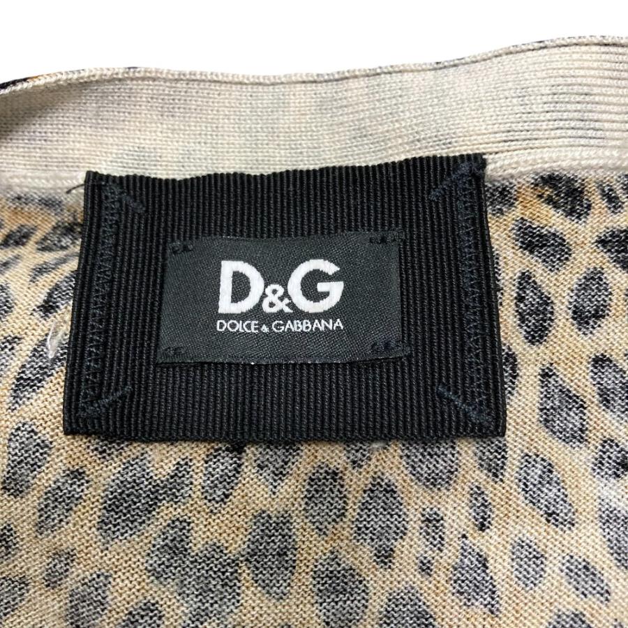 美品 D&amp;G ディーアンドジー ドルチェアンドガッバーナ レオパード柄 Vネックカーディガン サイズ40 ブラウン ブラック レディース 古着 中古 USED DOLCE&GABBANA（ドルチェ & ガッバーナ） 美品 D&G ディーアンドジー
