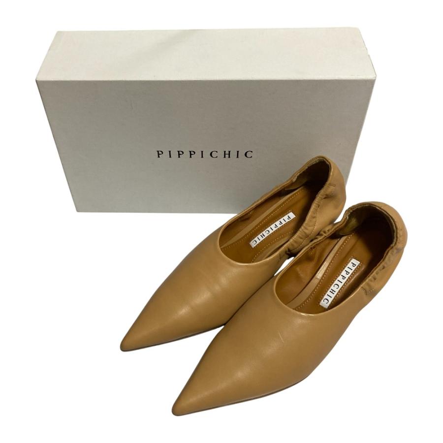 美品　PIPPICHIC ブラック レザーパンプス　37サイズ PIPPICHIC（ピッピシック） 美品 レザー ポインテッドトゥパンプス