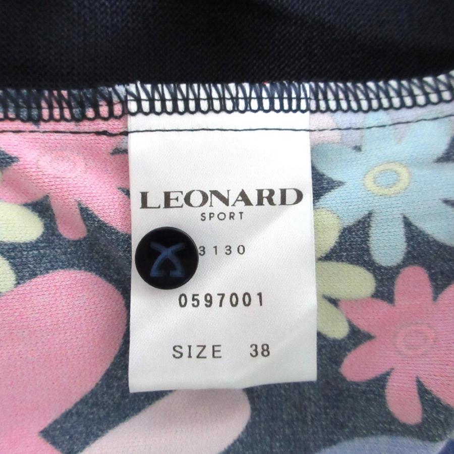 美品 LEONARD SPORT レオナール スポーツ カンカンストレッチ カーディガン 38サイズ ネイビー レディース 古着 中古 USED 美品 LEONARD SPORT レオナール スポーツ カンカンストレッチ