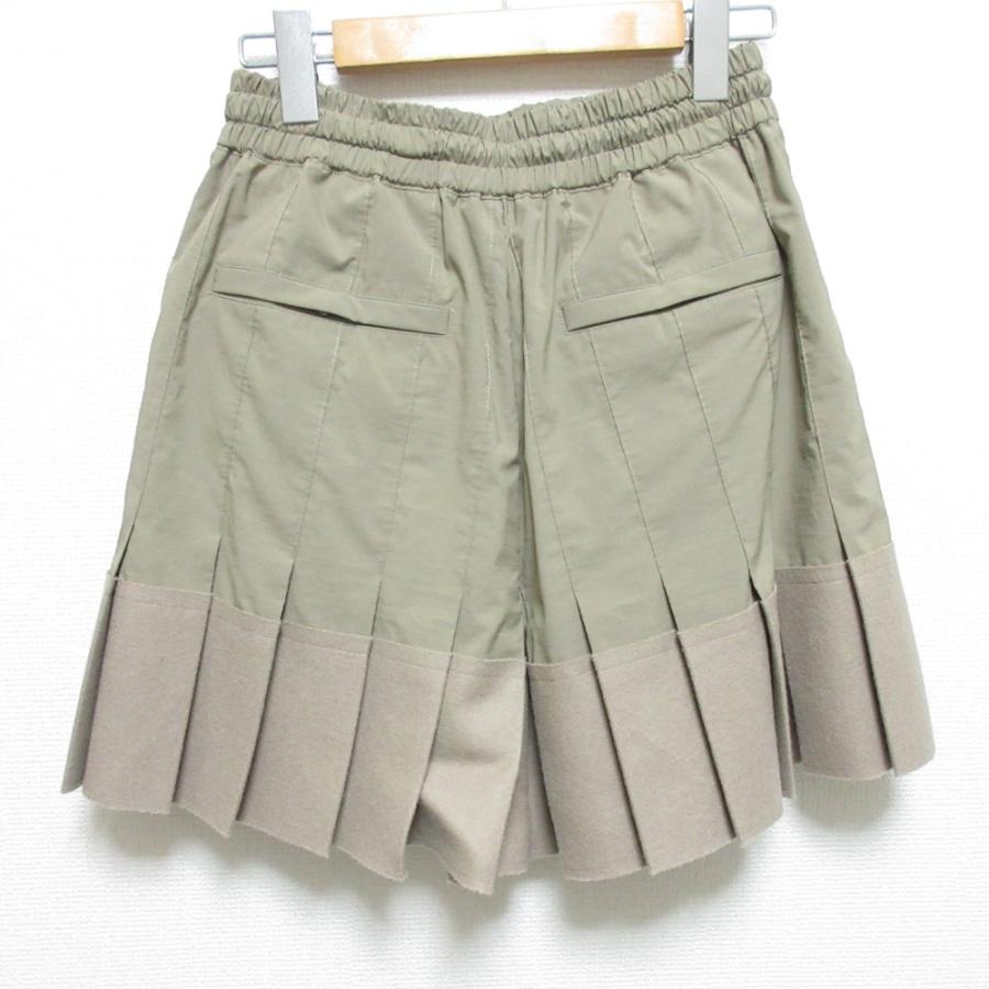 【中古】sacai サカイ 23SS プリーツショーツ ベージュ2 sacai（サカイ） 美品 23SS sacai プリーツ ウールドッキング ショート