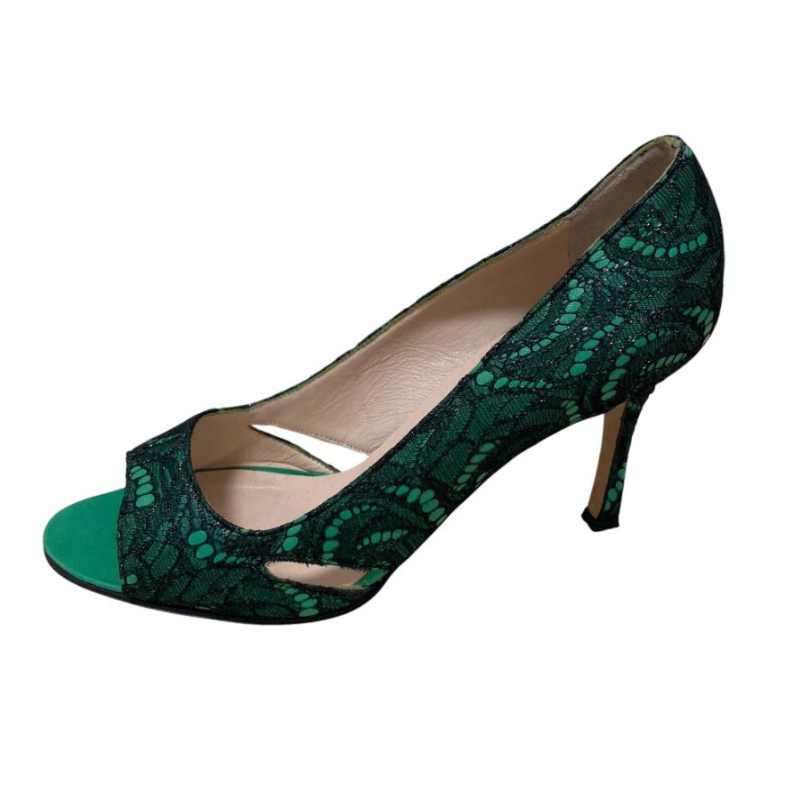 MANOLO BLAHNIK（マノロブラニク） 良品 オープントゥ レースパンプス 