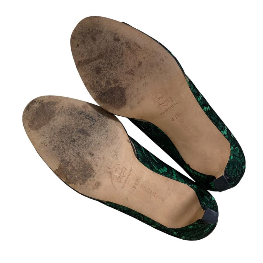 MANOLO BLAHNIK（マノロブラニク） 良品 オープントゥ レースパンプス 