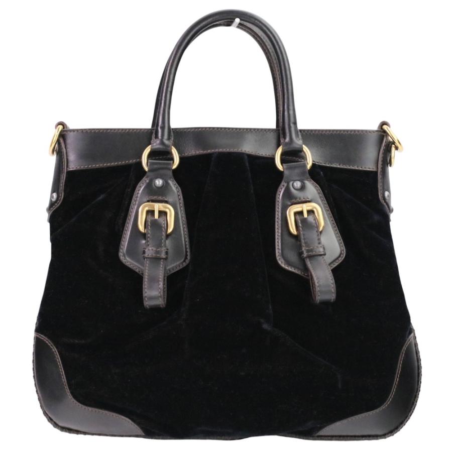 PRADA（プラダ） 美品 ベルベット レザーコンビ 2WAY ショルダーバッグ 