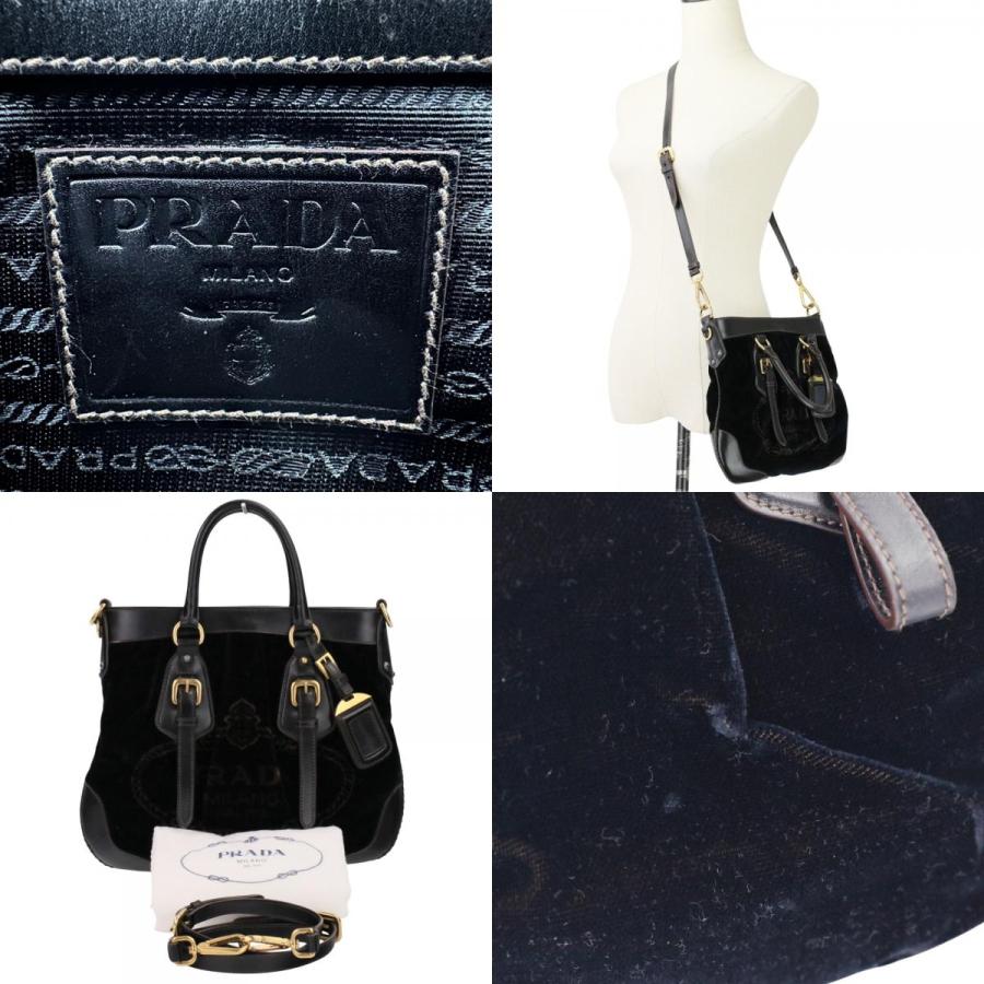 PRADA（プラダ） 美品 ベルベット レザーコンビ 2WAY ショルダーバッグ 