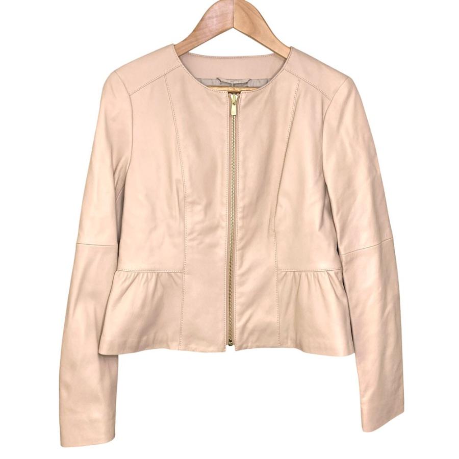 ANAYIペルラムプリーツブルゾン38サイズ ANAYI（アナイ） 美品 ペプラム ラムレザー ノーカラージャケット