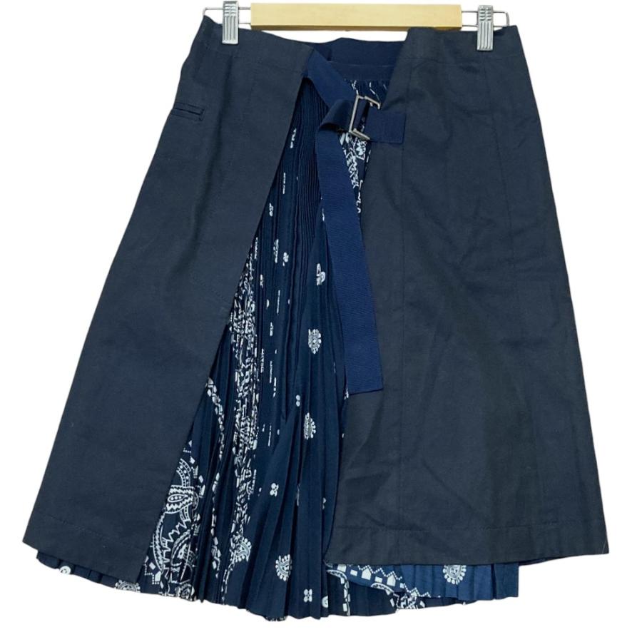 sacai（サカイ） 美品 バンダナプリント レイヤードプリーツスカート