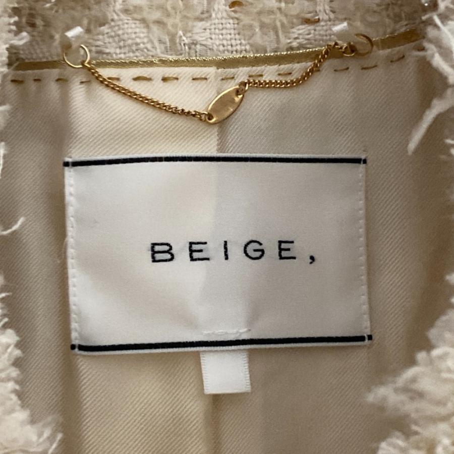 美品 23AW BEIGE ベイジ MONGE スパンコール ツイード ノーカラー 