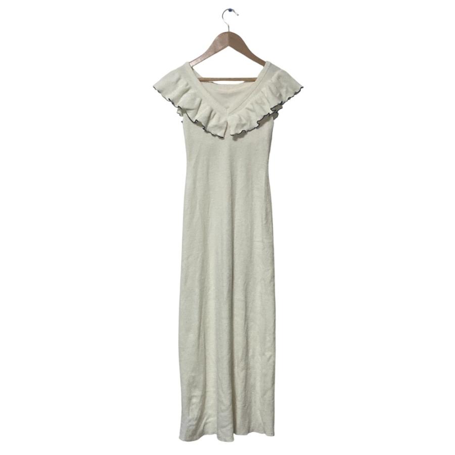 snidel スナイデルMilkySmoothリブニットワンピース　グレー　美品 美品 25AW SNIDEL HOME スナイデルホーム フリルニットワンピース ルームウェア SHNO254008 サイズF アイボリー レディース  古着 中古