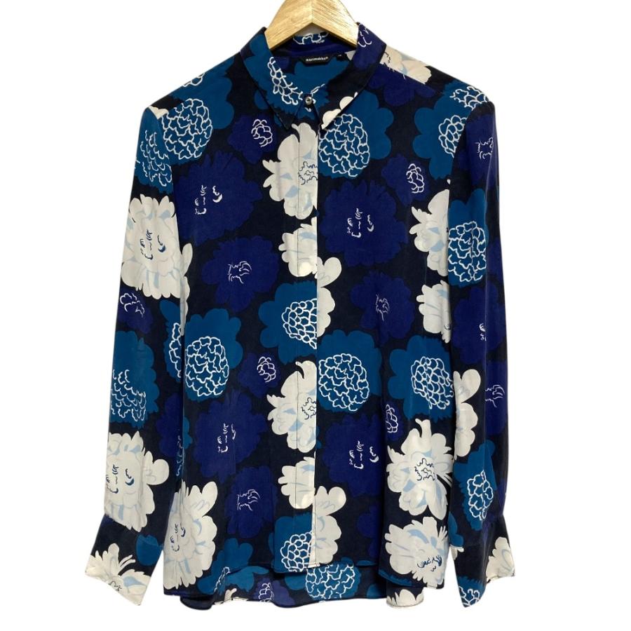 marimekko マリメッコ ロングブラウス シルク製 marimekko（マリメッコ） 美品 ROZALIA シルク シャツ ブラウス サイズ