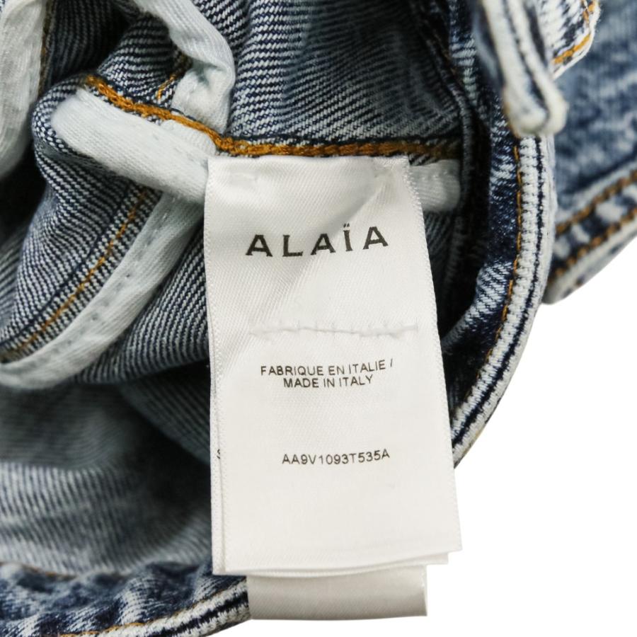 美品 ALAIA アライア ショート丈 スパイラル デニムジャケット AA9V1093T535A 34 ブルー レディース 古着 中古の画像