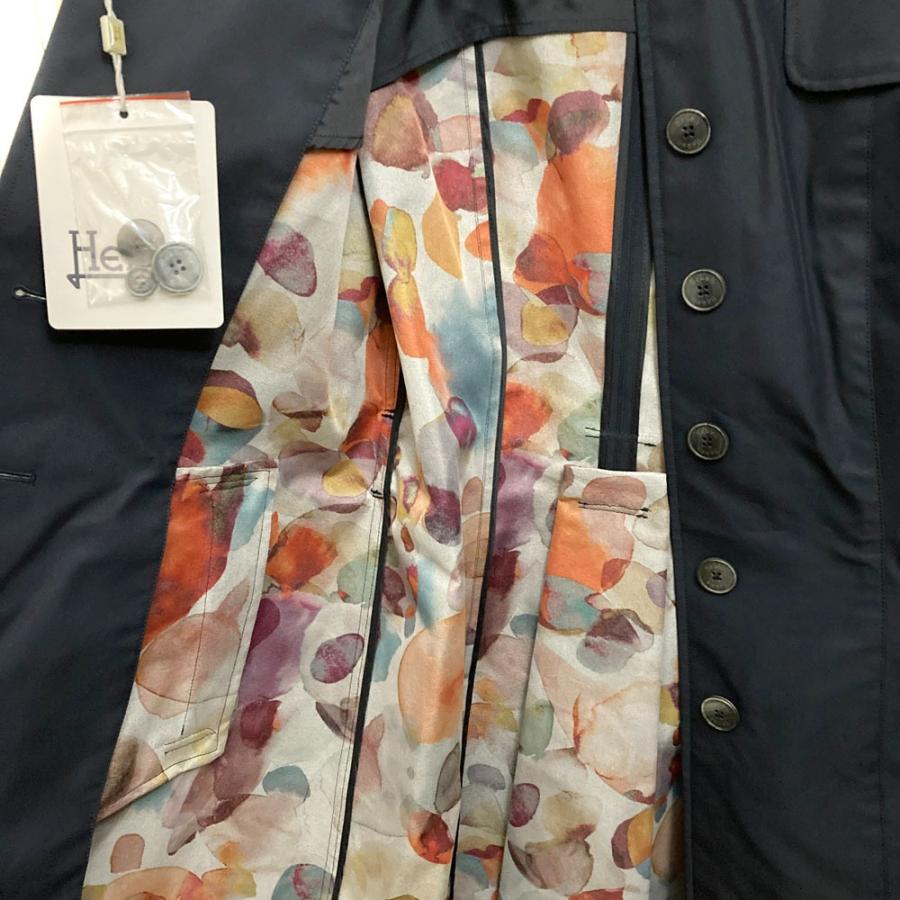 HERNO（ヘルノ） 新品同様 裏地総柄 ノーカラーシングルトレンチコート