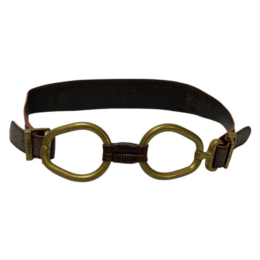 LOEWE（ロエベ） 良品 ダブルメタル バックル レザーベルト 80/32