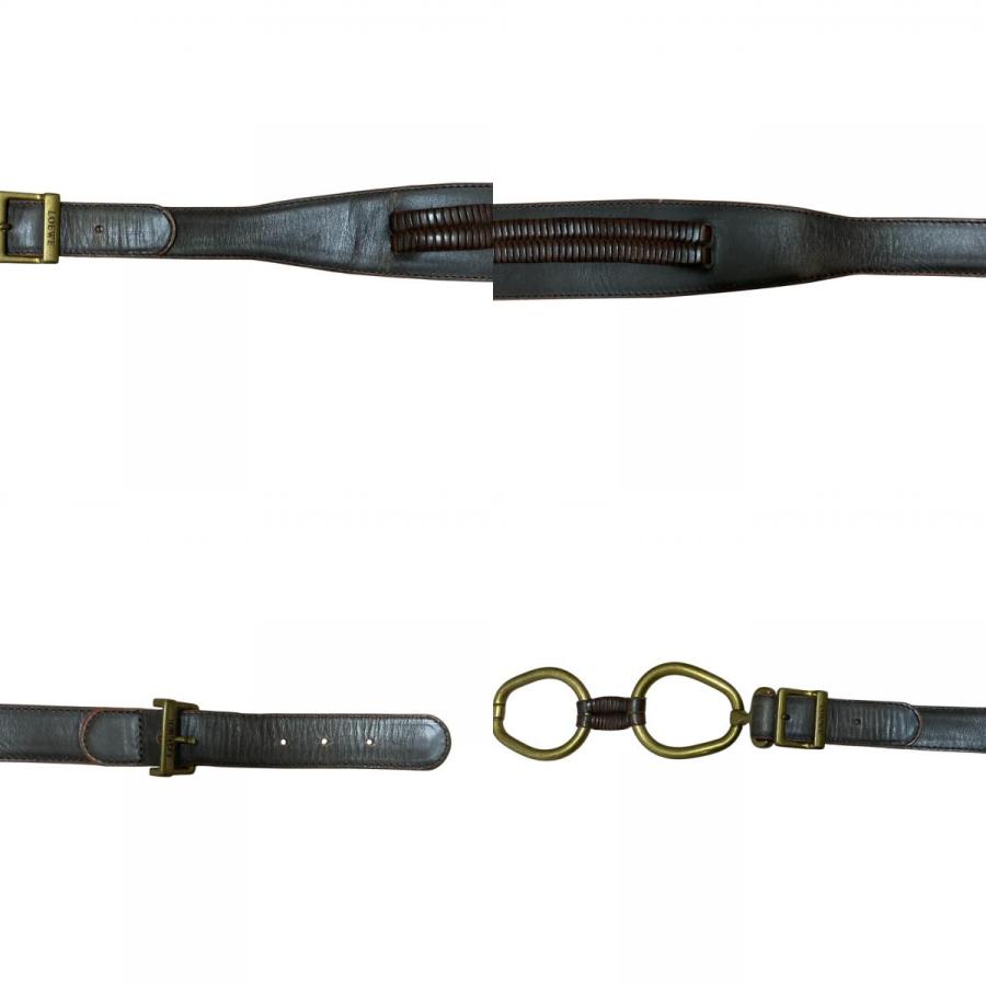 LOEWE（ロエベ） 良品 ダブルメタル バックル レザーベルト 80/32