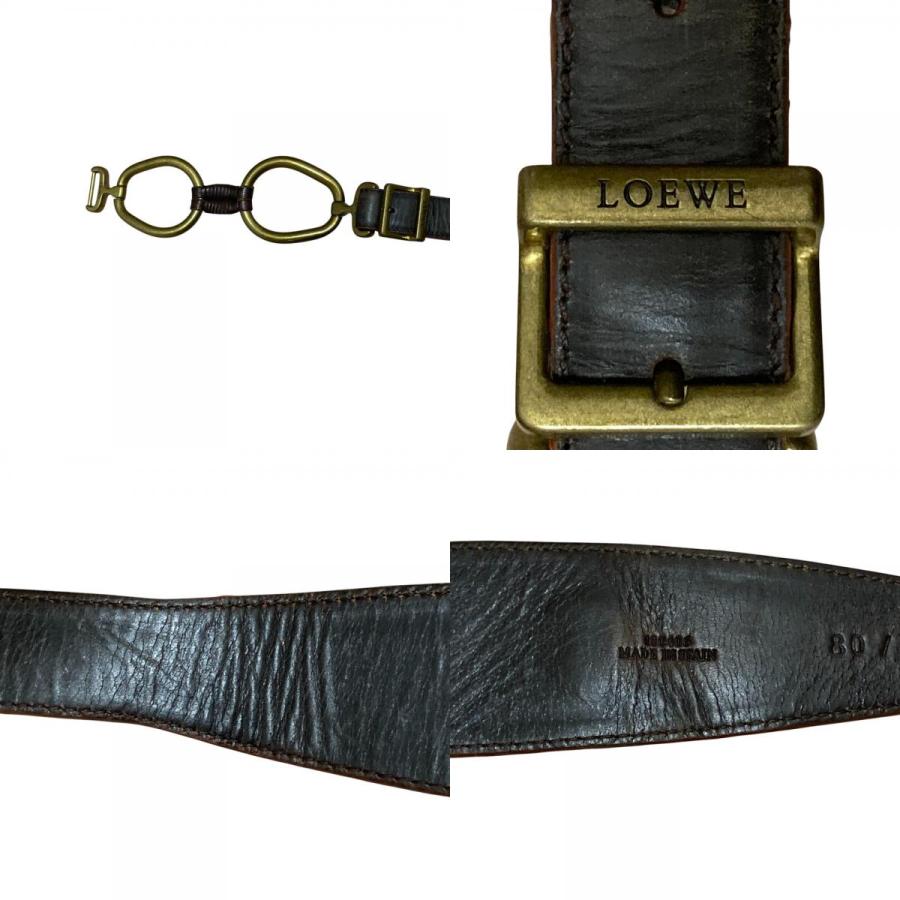 LOEWE（ロエベ） 良品 ダブルメタル バックル レザーベルト 80/32
