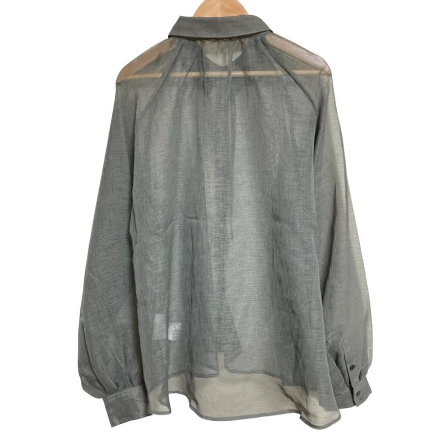 美品 regleam リグリーム リボンシアーブラウス F グレー レディース 