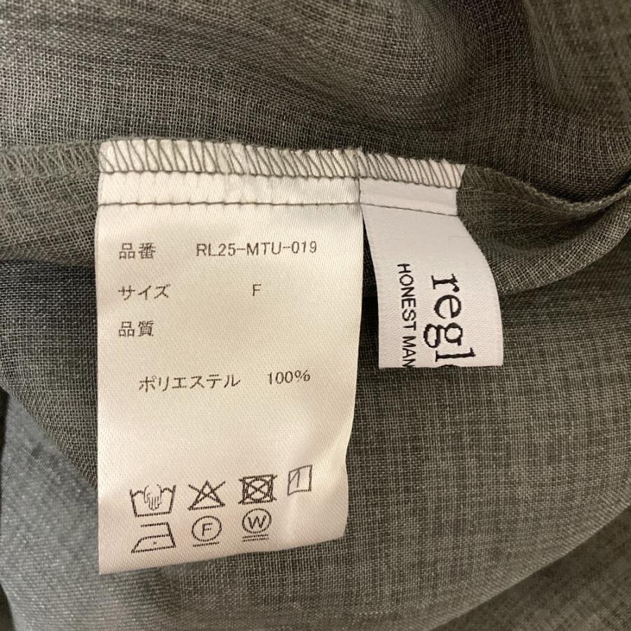 美品 regleam リグリーム リボンシアーブラウス F グレー レディース 