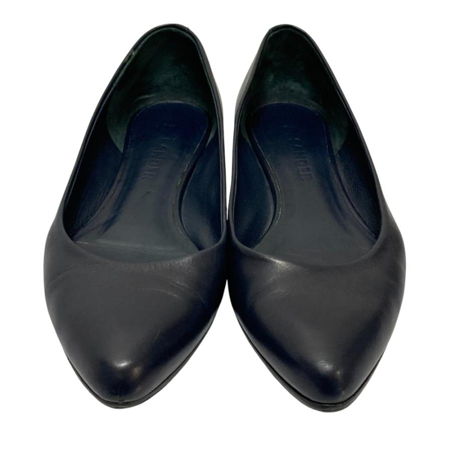 JIL SANDER NAVY フラットパンプス JIL SANDER（ジルサンダー） 美品 レザー ポインテッドトゥ フラット
