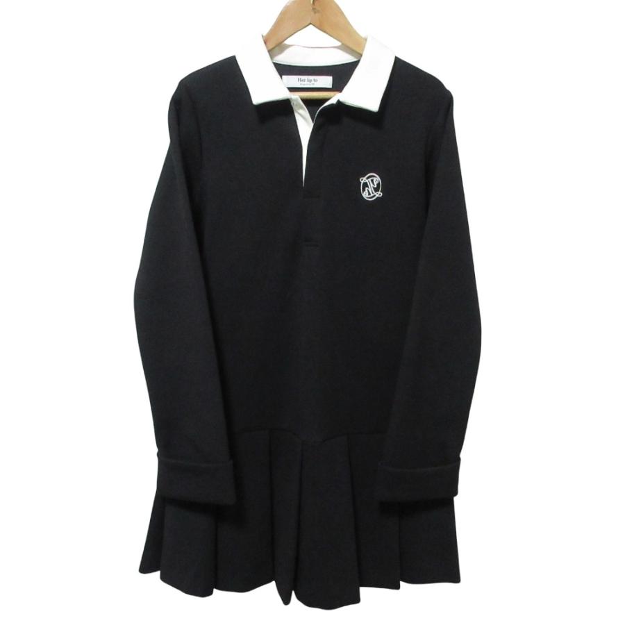 美品 Her lip to ハーリップトゥ Polo Pleated Mini Dress 長袖 膝丈