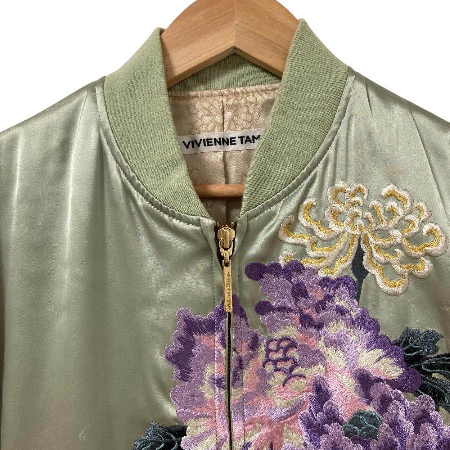VIVIENNE TAM（ヴィヴィアンタム） 牡丹 菊 刺繍 サテン スカジャン