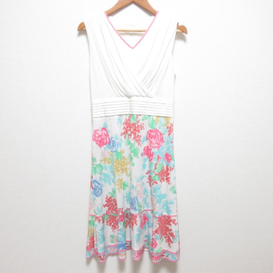 LEONARD（レオナール） 美品 カンカンストレッチ フラワープリント 