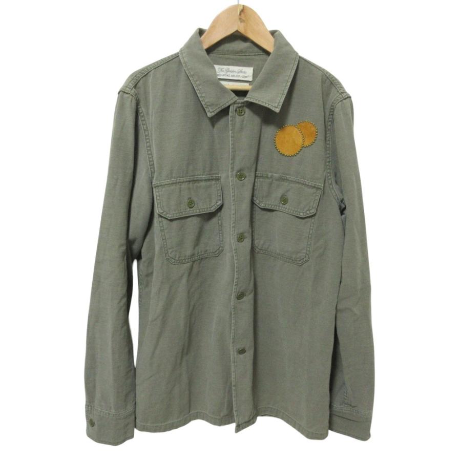 レミレリーフパッチワークミリタリーシャツジャケットLサイズ REMI RELIEF（レミ レリーフ） 良品 レザーパッチ スタッズ ミリタリー