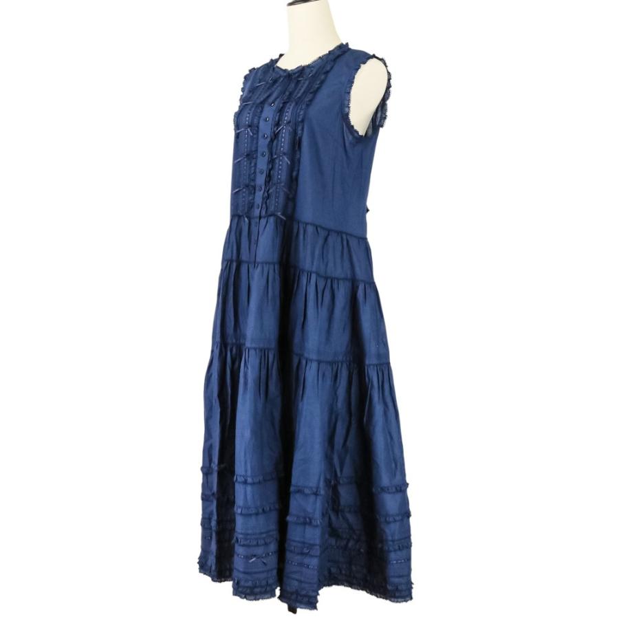【タグ付き・未着用】PINK HOUSE♪ ネイビー フリル ワンピース PINK HOUSE（ピンクハウス） 美品 リボン フリル ローンノースリーブ