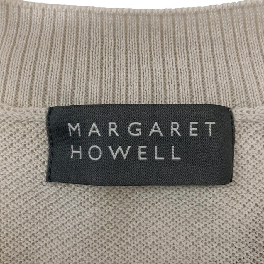 美品 24SS MARGARET HOWELL マーガレットハウエル コットンヘンプ ピケ Vネックカーディガン 578-4164030 サイズ2 オフホワイト レディース 古着 中古 USED MARGARET HOWELL（マーガレットハウエル） 美品 24SS MARGARET HOWELL