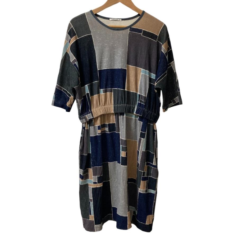 美品 ミナペルホネン カシミヤ100％ landscape ワンピース 七分袖 mina perhonen（ミナペルホネン） 美品 LANDSCAPE 七分袖 ワンピース