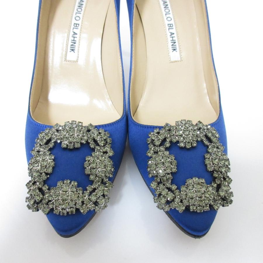 MANOLO BLAHNIK（マノロブラニク） 美品 ハンギシ サテン スクエア
