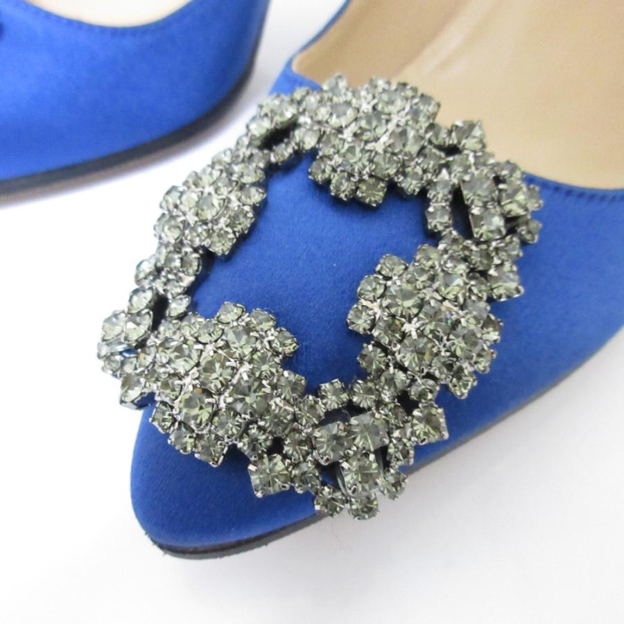 MANOLO BLAHNIK（マノロブラニク） 美品 ハンギシ サテン スクエア