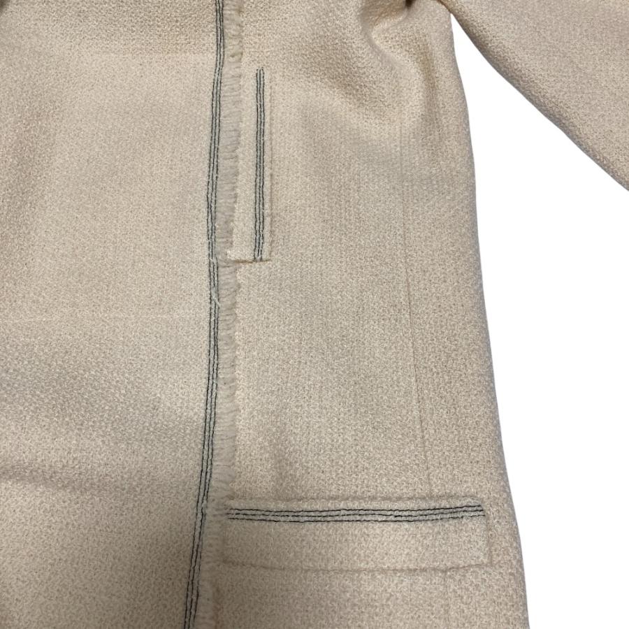 04A CHANEL シャネル コサージュ付き ツイードコート P24497 サイズ34 アイボリー レディース 古着 中古の画像
