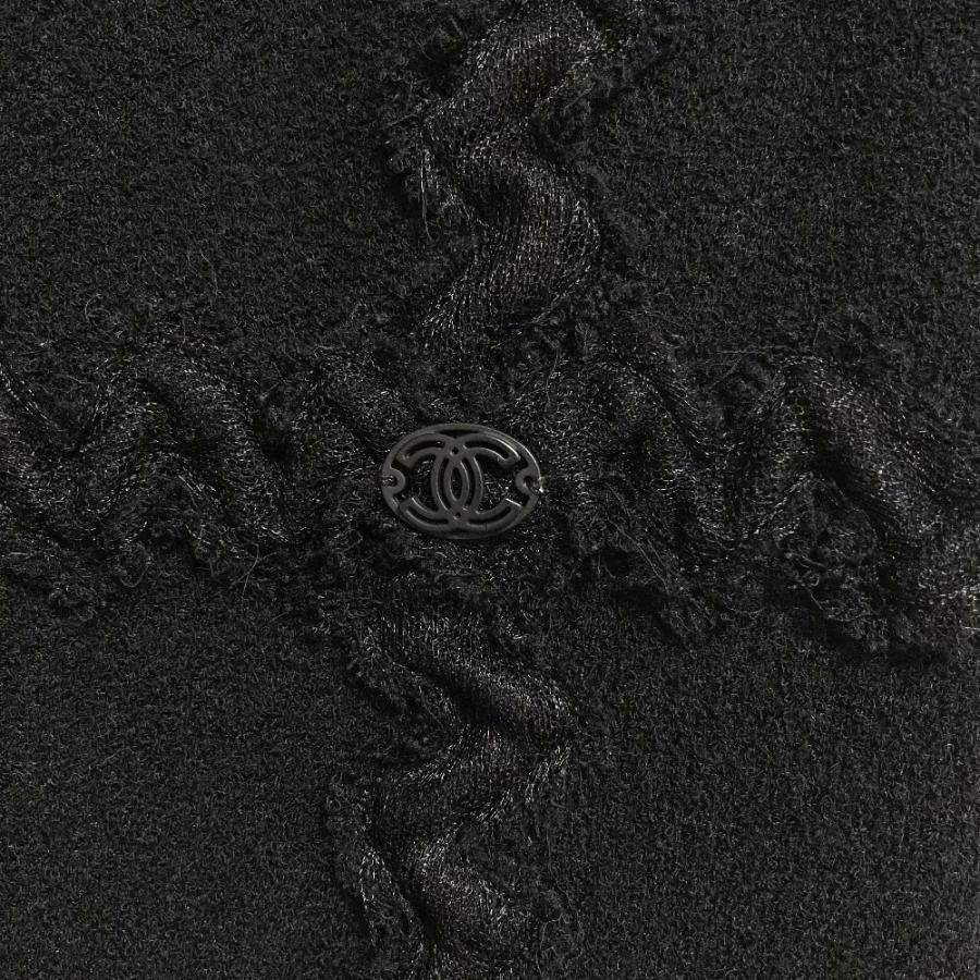 美品 CHANEL シャネル 07A ココマーク ツイード ノースリーブ ワンピース P31338 サイズ38 ブラック レディース 古着 中古の画像