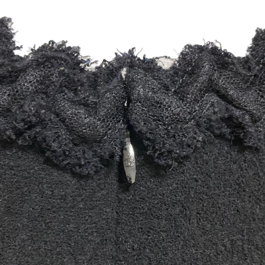 美品 CHANEL シャネル 07A ココマーク ツイード ノースリーブ ワンピース P31338 サイズ38 ブラック レディース 古着 中古の画像