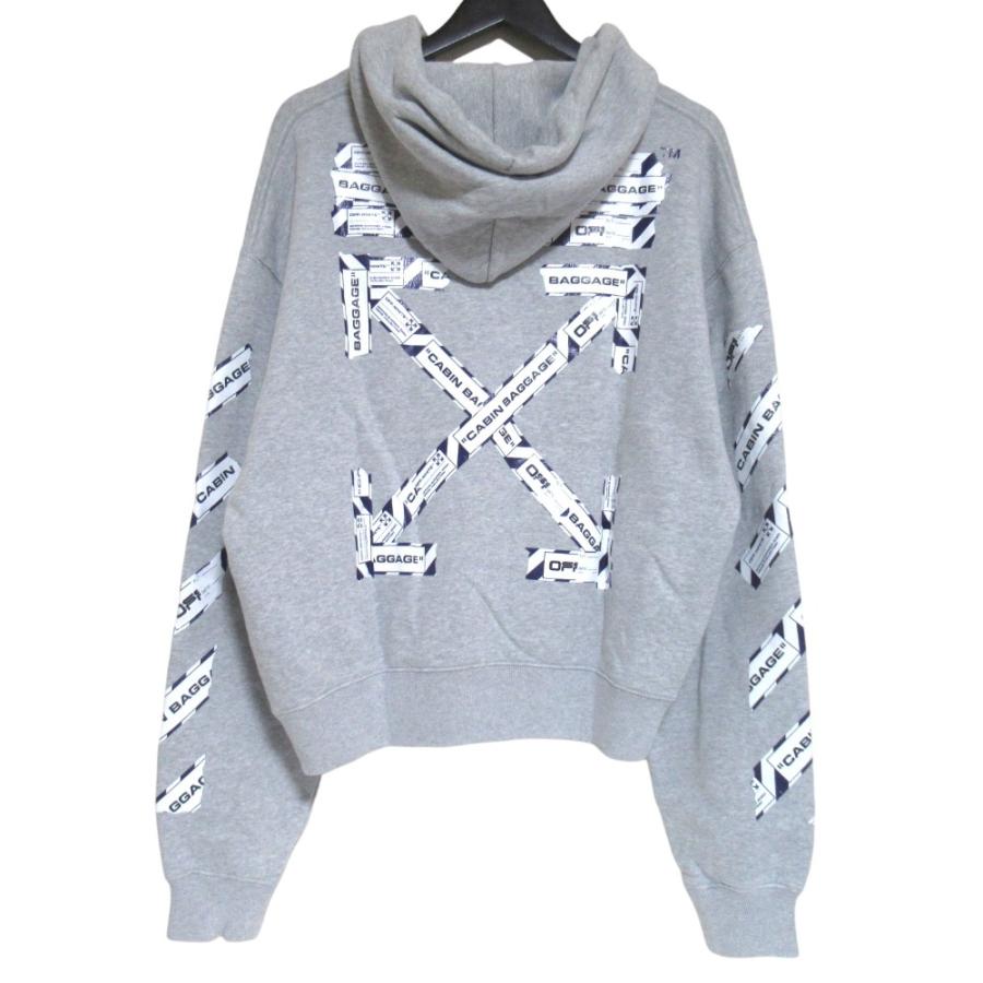 美品 Off-White オフホワイト AIRPORT TAPE OVER HOODIE プリント 