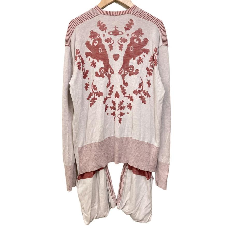 良品 Vivienne Westwood ヴィヴィアンウエストウッド レッドレーベル グラフィック ジャガード ロングカーディガン サイズ2 レッド系 レディース 古着 中古 USED Vivienne Westwood red label 良品 ヴィヴィアンウエストウッド レッド