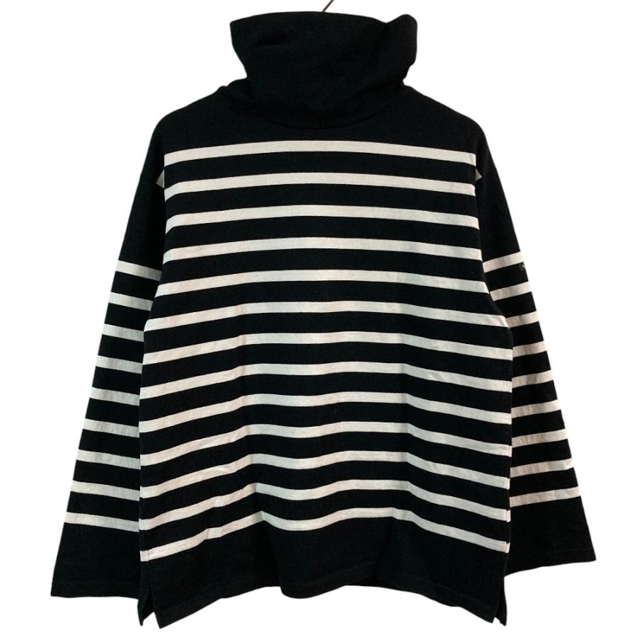 【美品】OUTIL ウティ バスクシャツ ボーダー ホワイト×ブラック サイズ1 OUTIL 美品 ウティ タートルネック ボーダー バスクシャツ カットソー