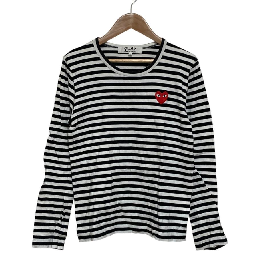 美品✨プレイコムデギャルソン ボーダーカットソー ハートワッペン L PLAY COMME des GARCONS 良品 プレイコムデギャルソン ハートワッペン