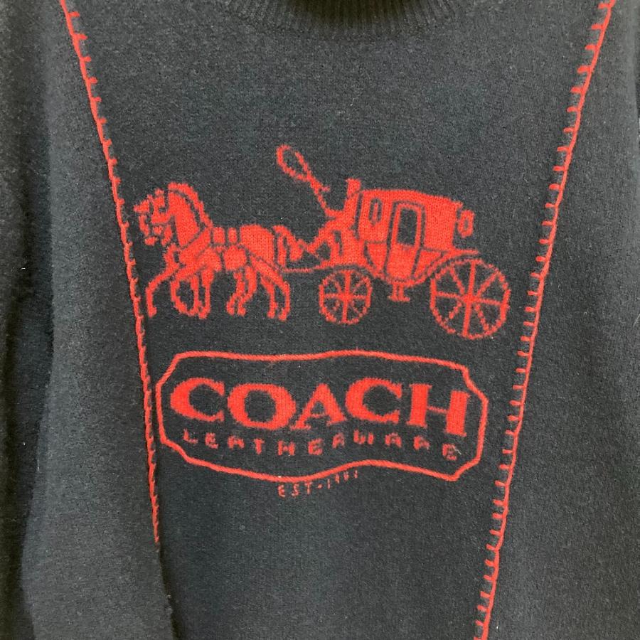 COACH コーチ カシミヤ混 ロゴジャガード セーター C5508 サイズXS ネイビー  レディース 古着 中古 USED COACH（コーチ） カシミヤ混 ロゴジャガード セーター C5508 サイズXS