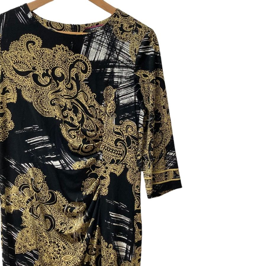 LEONARD FASHION 良品 レオナール カンカンストレッチ 総柄 ワンピース 