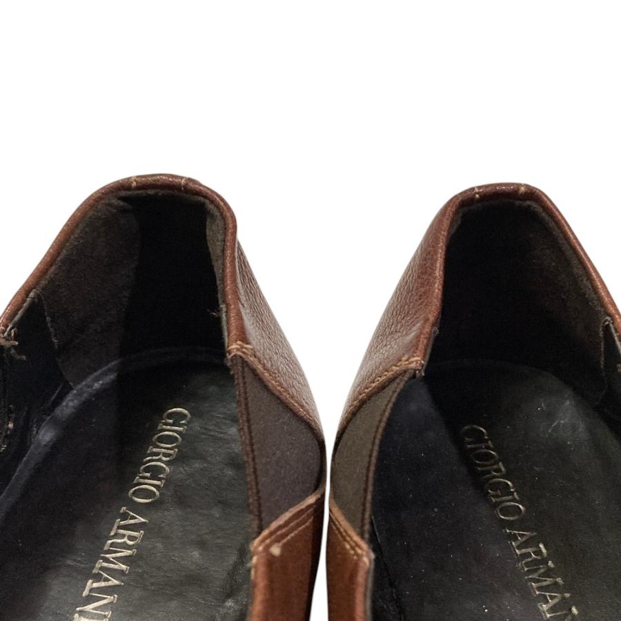 美品 GIORGIO ARMANI ジョルジオアルマーニ レザー スリッポン ローファー シューズ I40.5 25.5cm相当 ブラウン メンズ 古着 中古_3