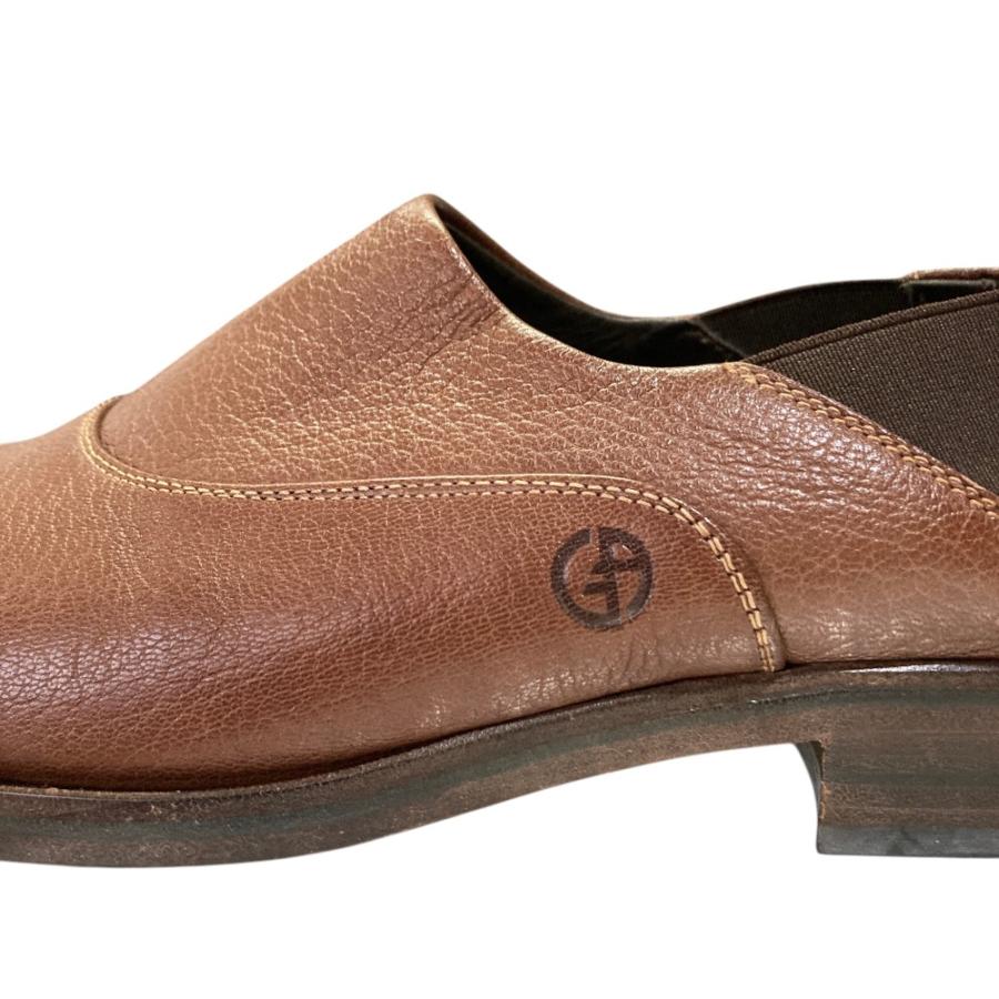 美品 GIORGIO ARMANI ジョルジオアルマーニ レザー スリッポン ローファー シューズ I40.5 25.5cm相当 ブラウン メンズ 古着 中古_5