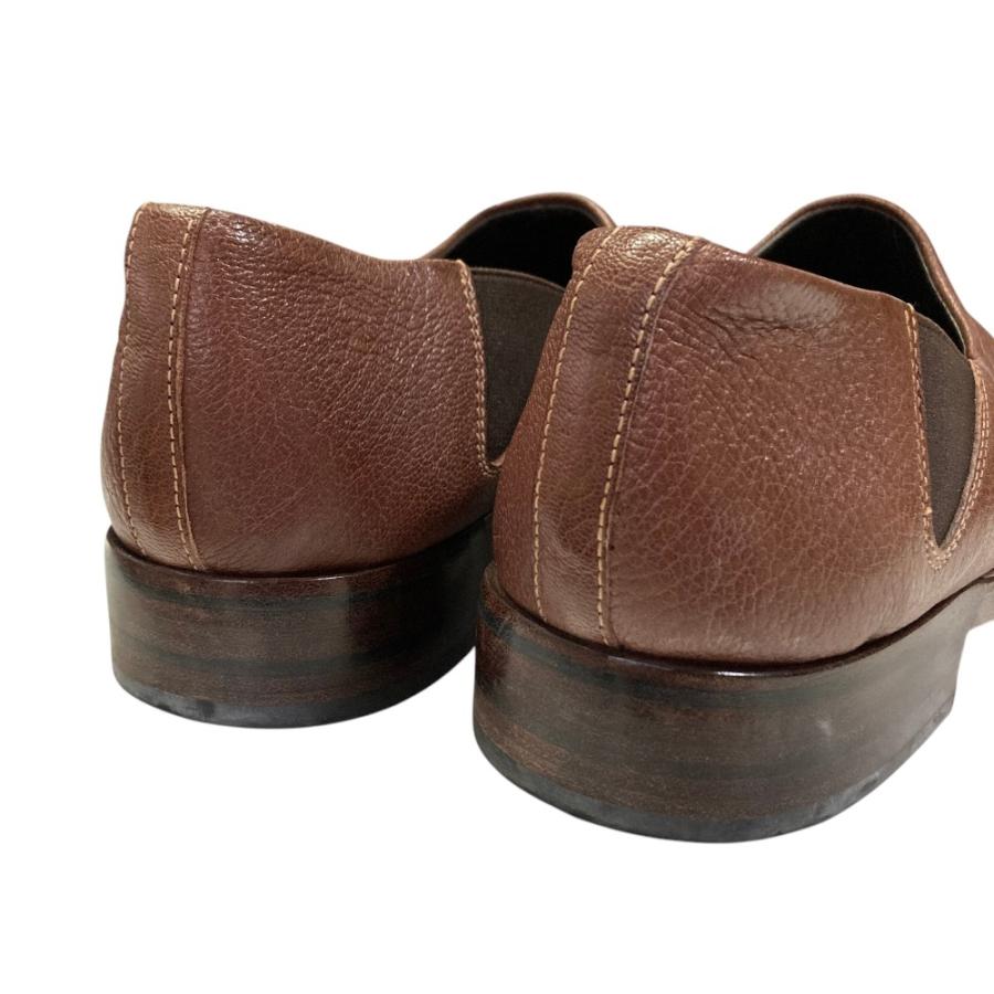 美品 GIORGIO ARMANI ジョルジオアルマーニ レザー スリッポン ローファー シューズ I40.5 25.5cm相当 ブラウン メンズ 古着 中古_7