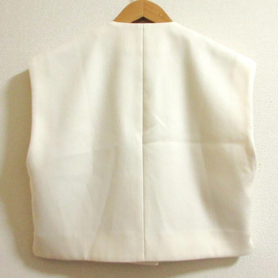良品 LOEFF ロエフ ダブルクロス ボンタン トラウザー パンツ ベスト セットアップ サイズ0 オフホワイト レディース 古着 中古_2